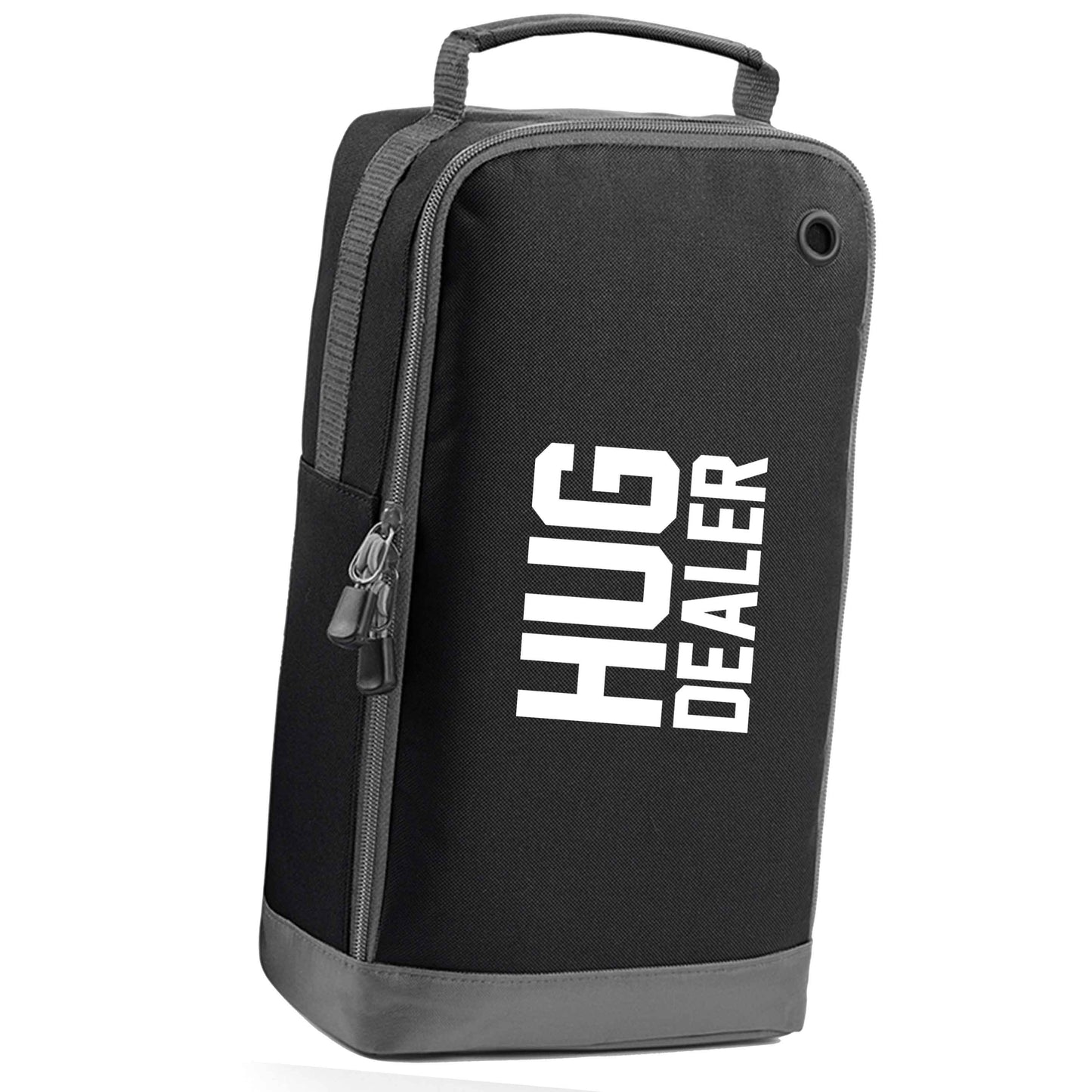 Hug dealer black sports shoe bag horizontal print
