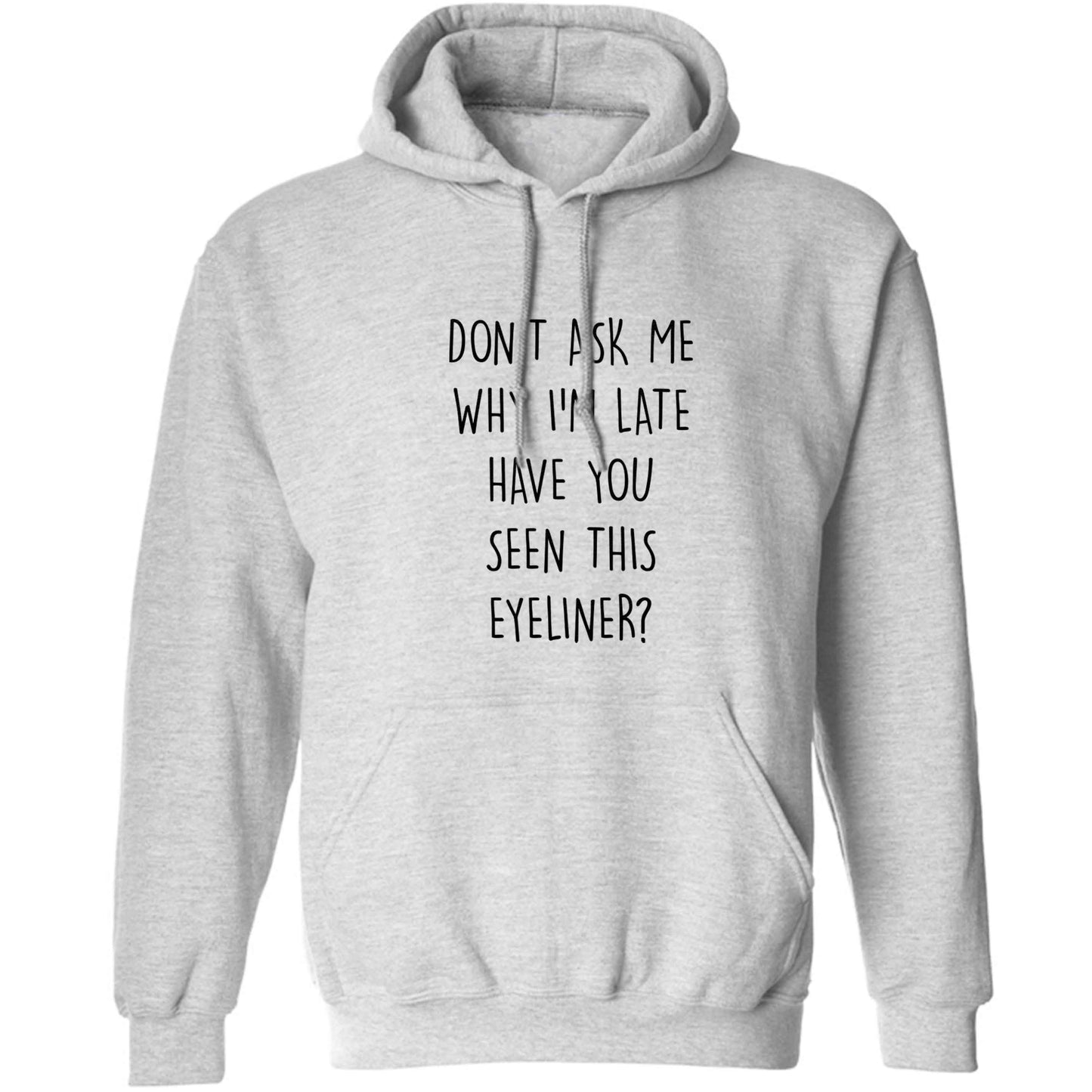 Don't ask why I'm late have you seen this eyeliner?! adults unisex grey hoodie 2XL