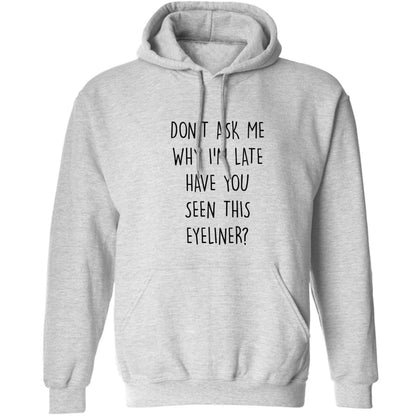 Don't ask why I'm late have you seen this eyeliner?! adults unisex grey hoodie 2XL