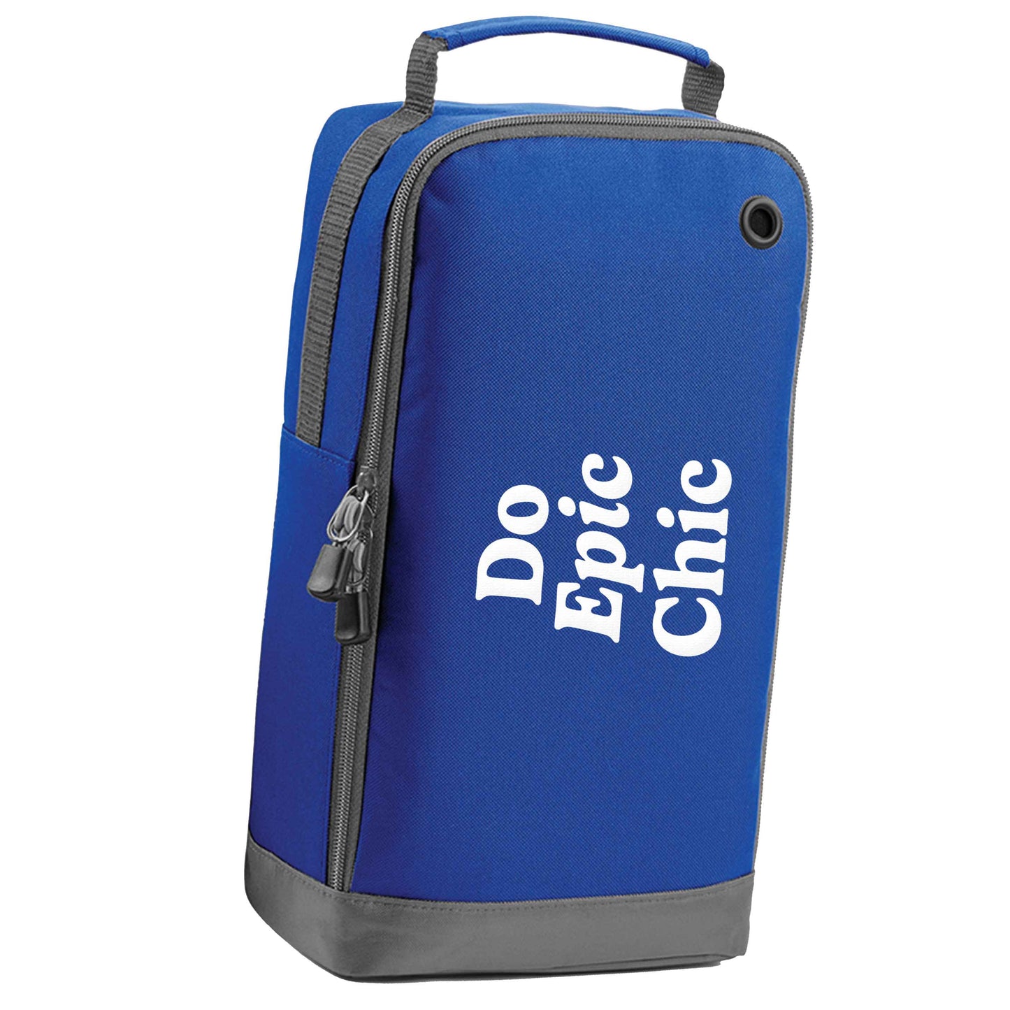 Do epic chic blue sports shoe bag horizontal print