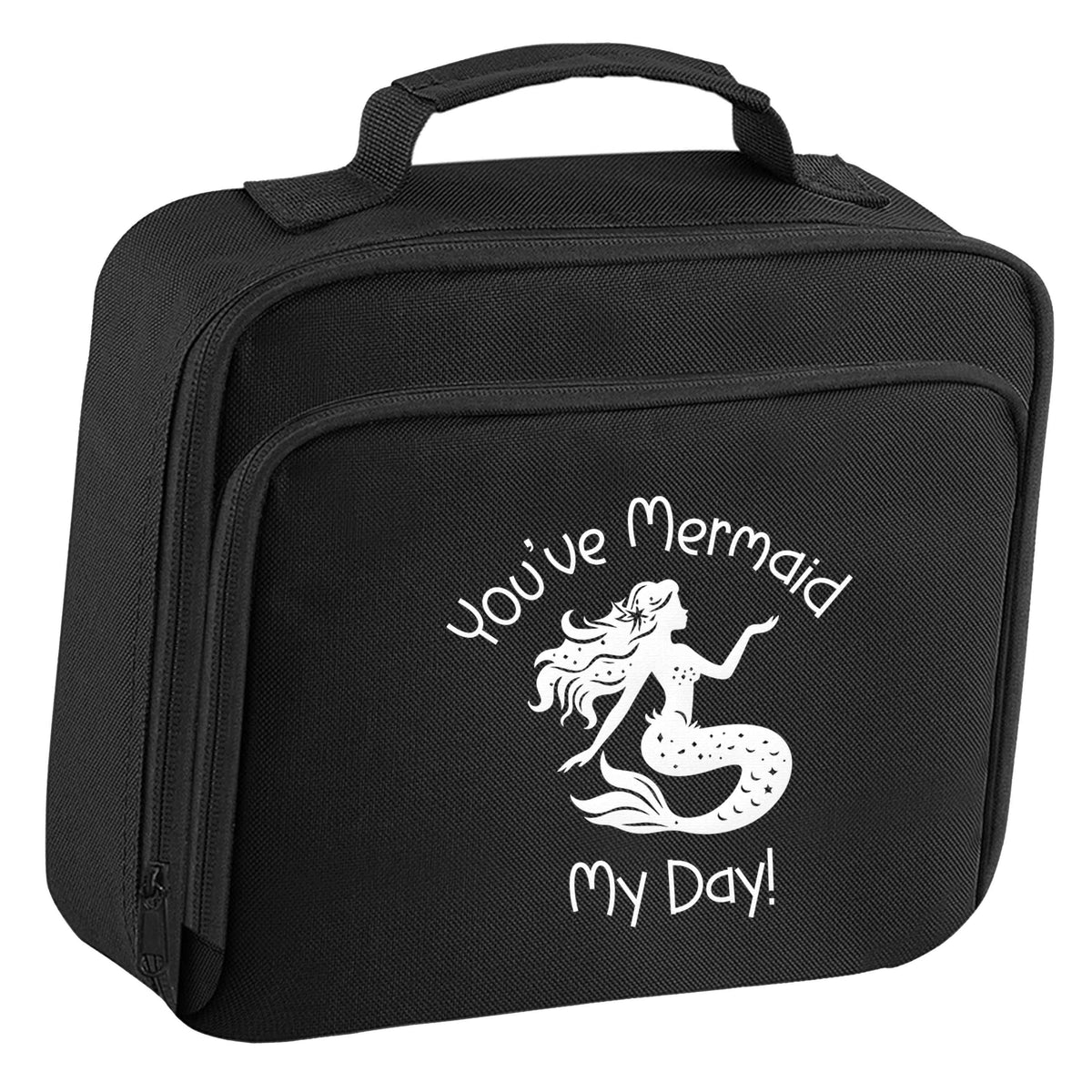 You've mermaid my day! insulated black lunch bag cooler