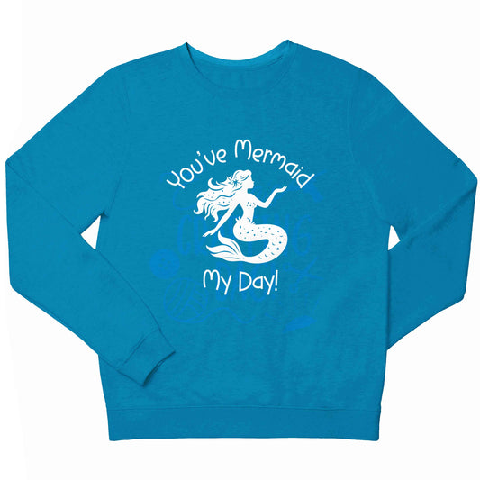 You've mermaid my day! children's blue sweater 12-13 Years