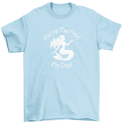 You've mermaid my day! Children's light blue Tshirt 12-13 Years
