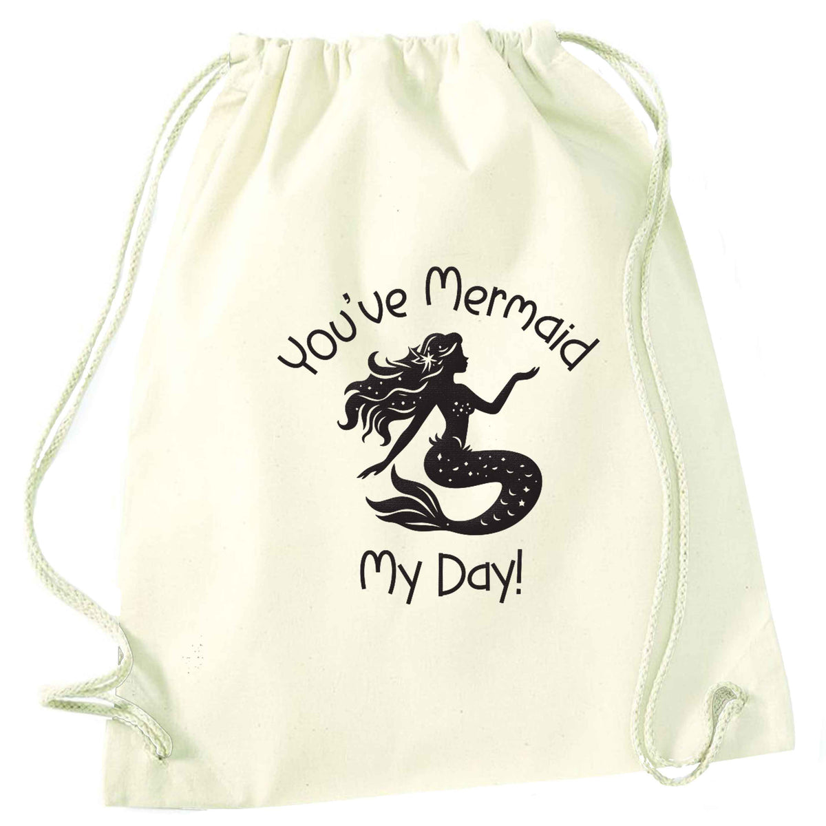 You've mermaid my day! natural drawstring bag