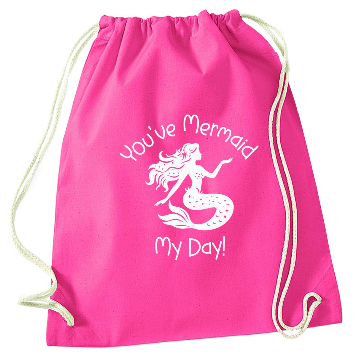 You've mermaid my day! pink drawstring bag