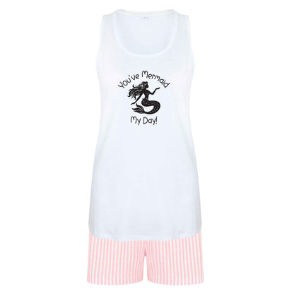 You've mermaid my day! size XL women's pyjama shorts set in pink 