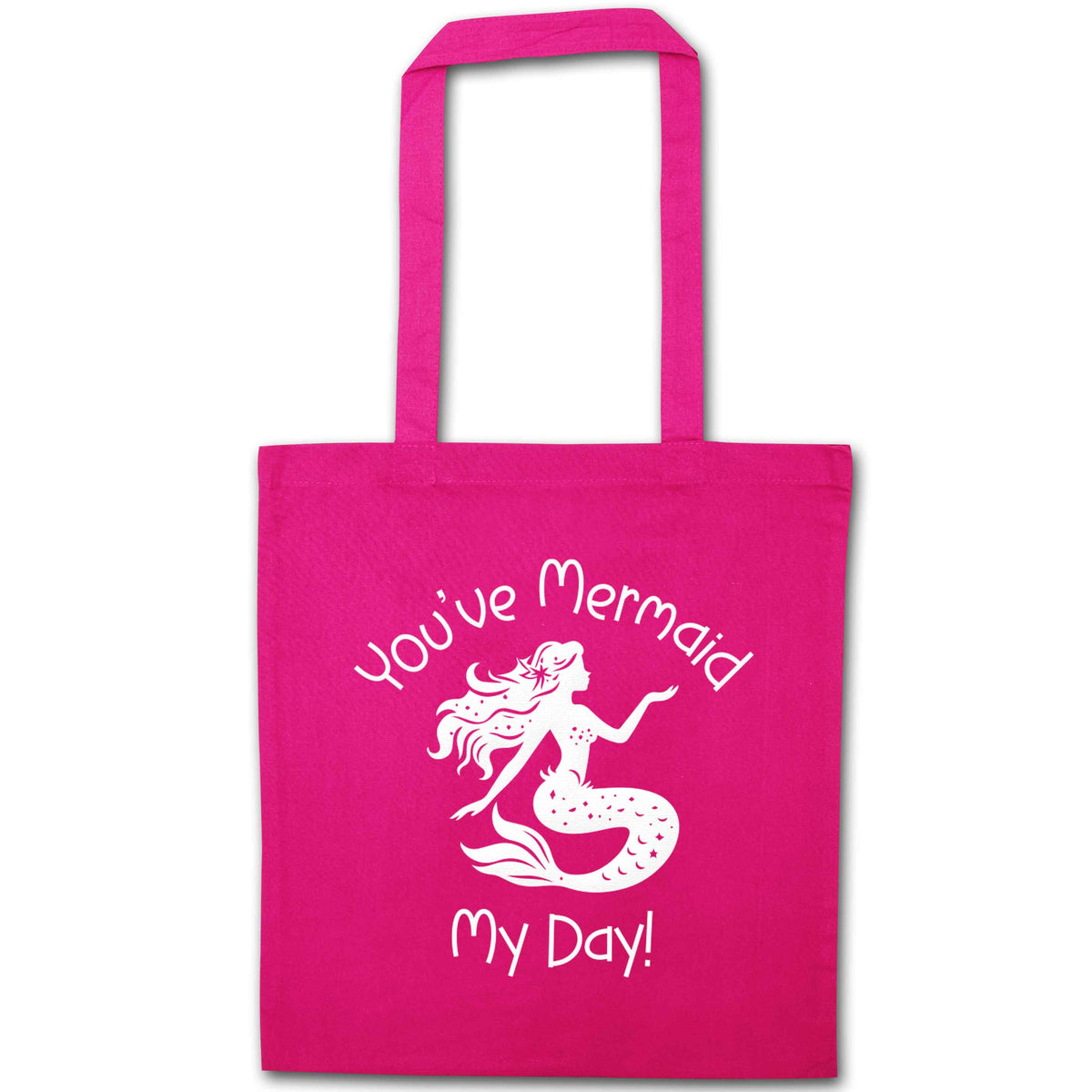 You've mermaid my day! pink tote bag