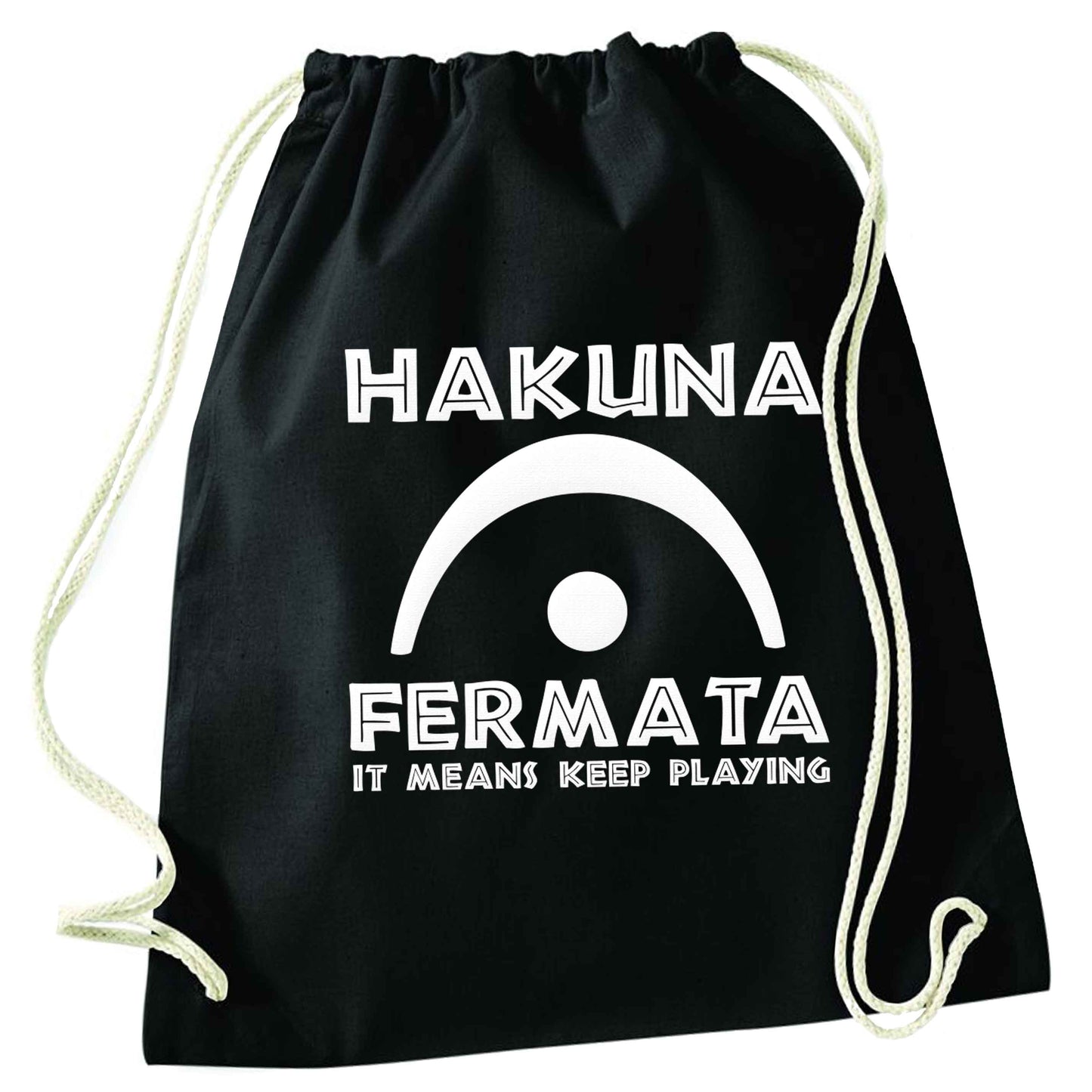 Hakuna fermata black drawstring bag