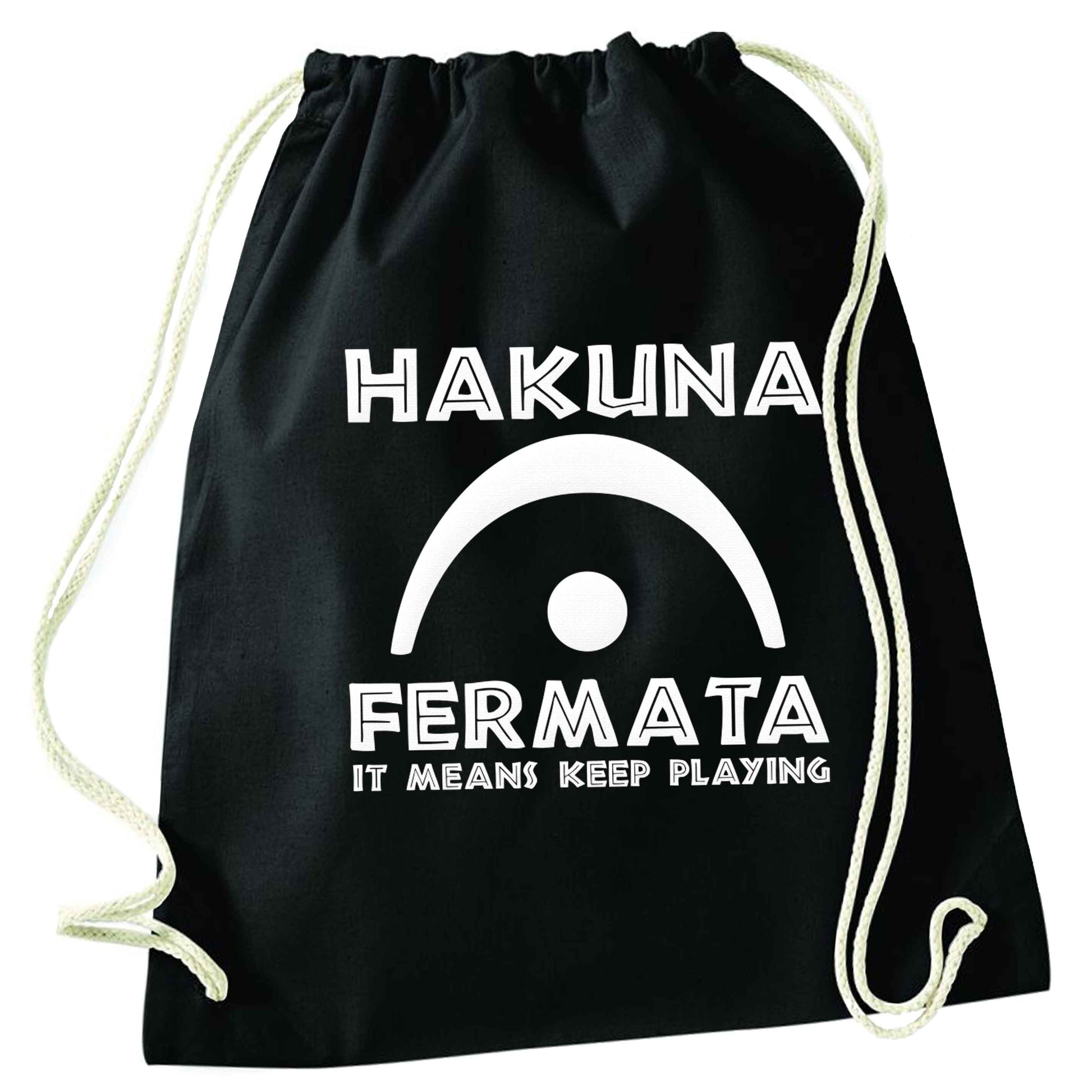 Hakuna fermata black drawstring bag