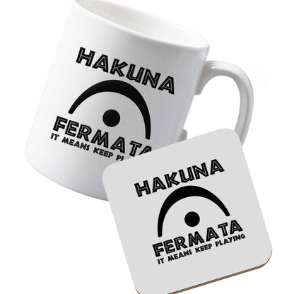 10 oz Ceramic mug and coaster Hakuna fermata left sided