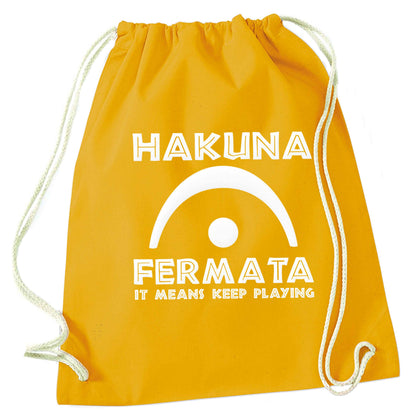 Hakuna fermata mustard drawstring bag