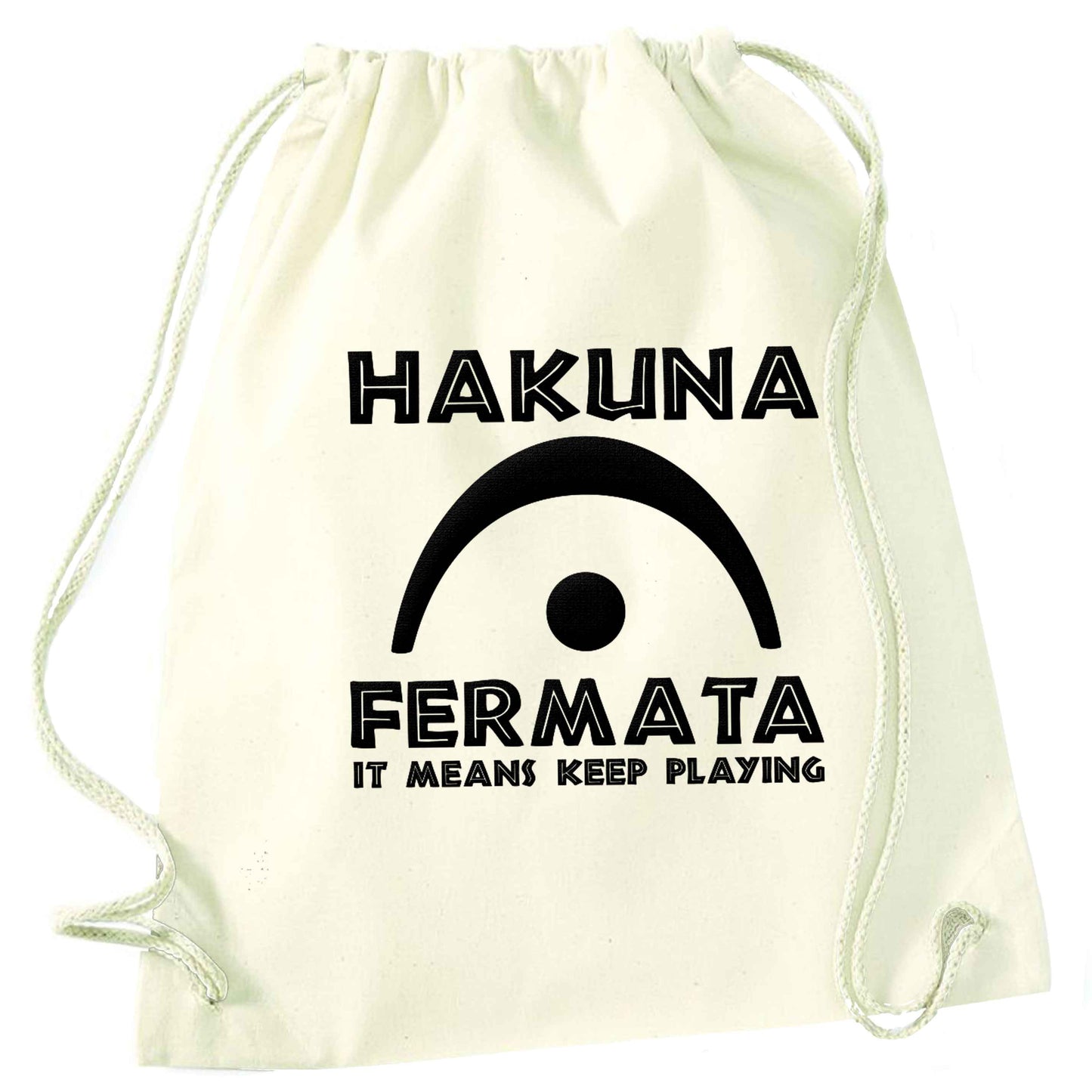 Hakuna fermata natural drawstring bag