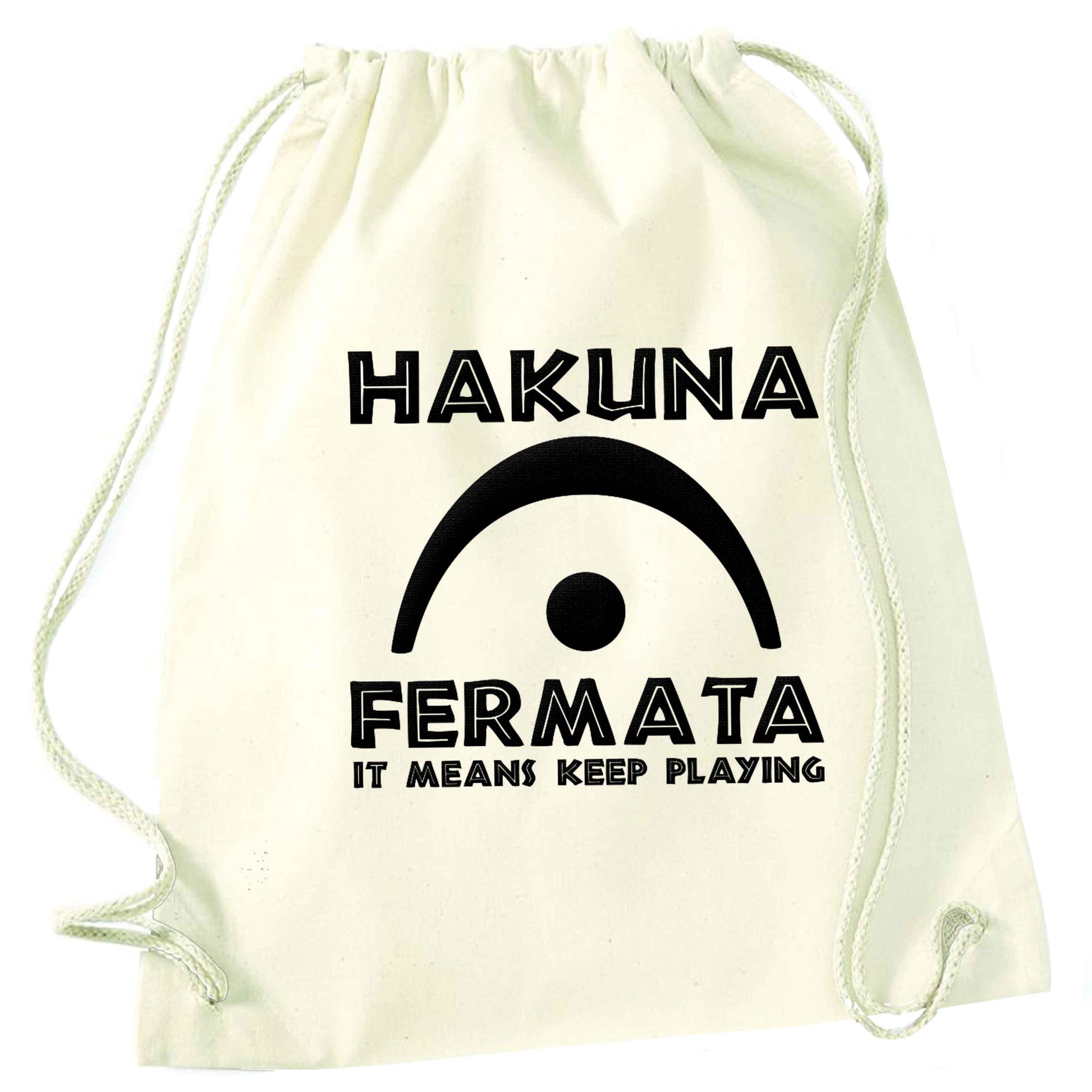 Hakuna fermata natural drawstring bag