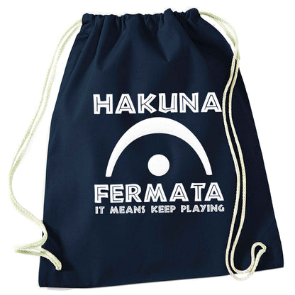Hakuna fermata navy drawstring bag
