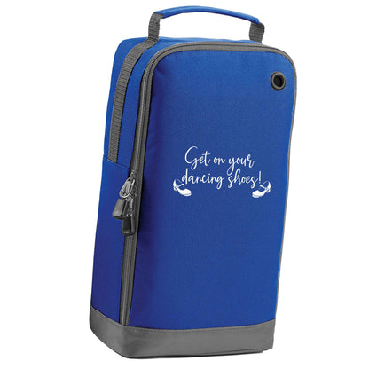 Get on your dancing shoes blue sports shoe bag vertical print