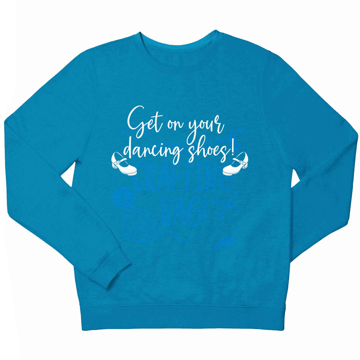 Get on your dancing shoes children's blue sweater 12-13 Years