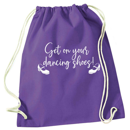 Get on your dancing shoes purple drawstring bag