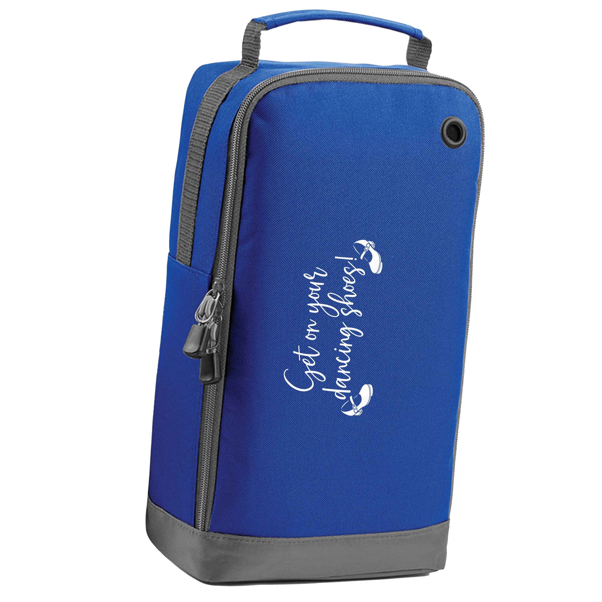 Get on your dancing shoes blue sports shoe bag horizontal print