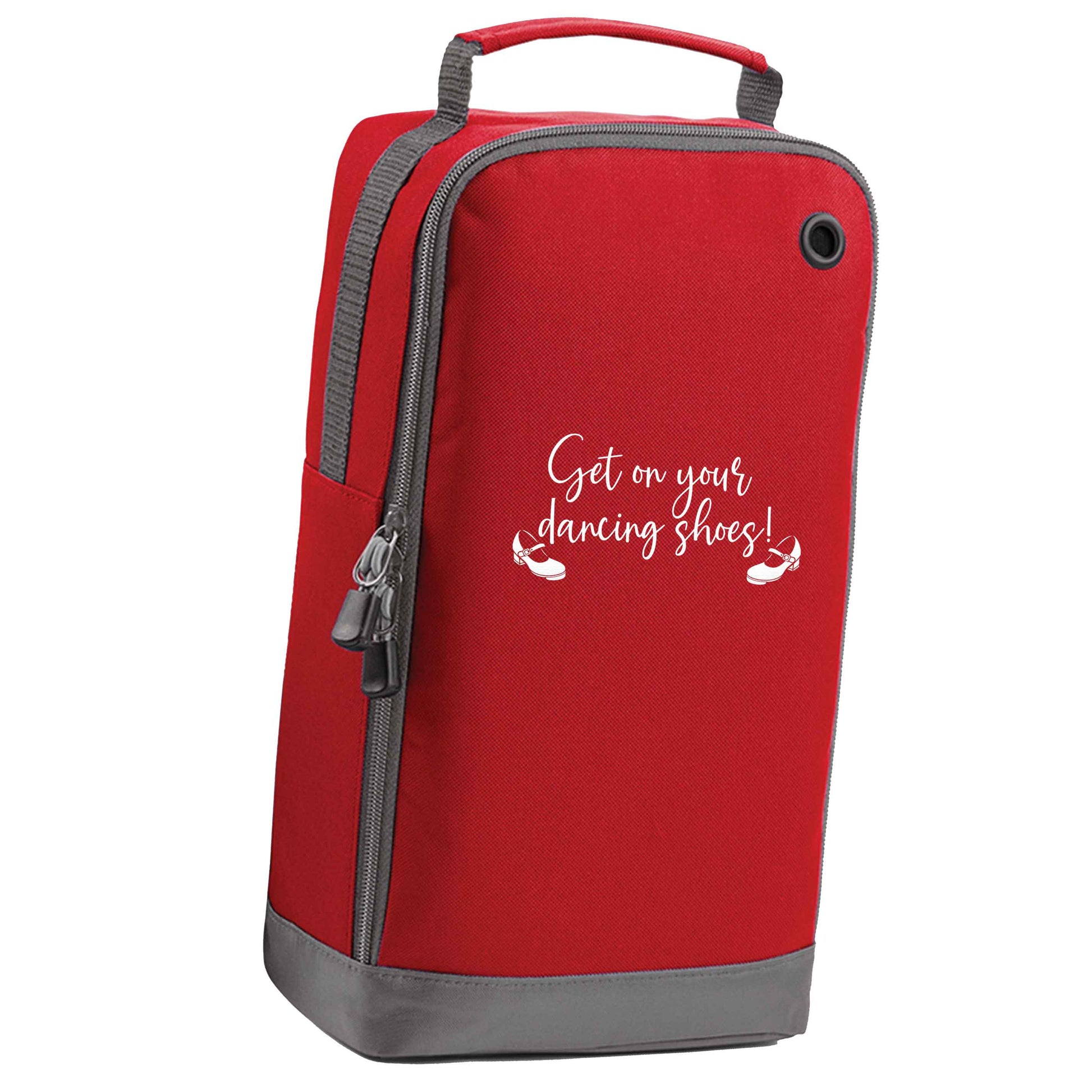 Get on your dancing shoes red sports shoe bag horizontal print