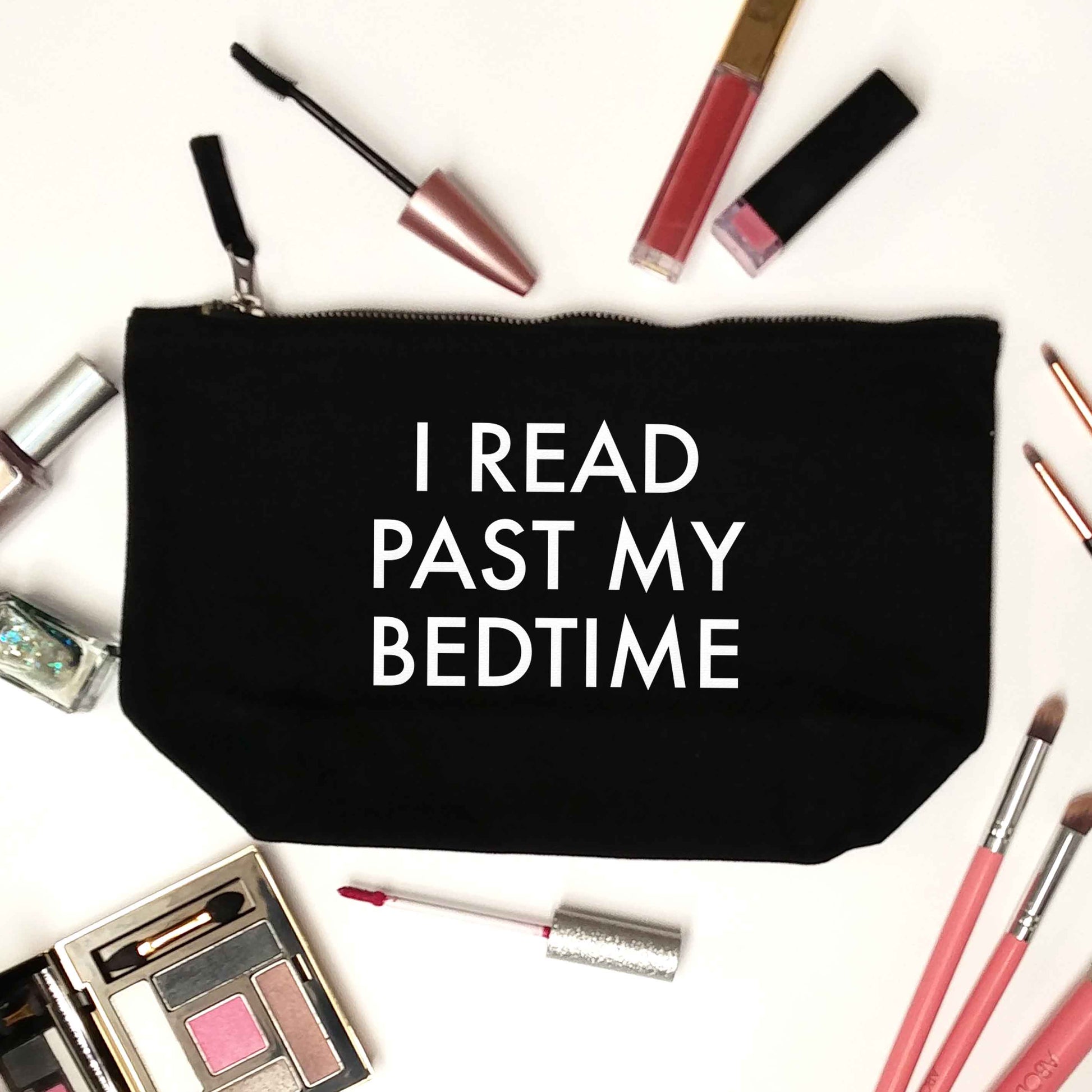 I read past my bedtime black makeup bag