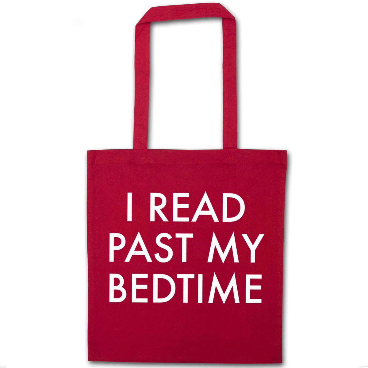 I read past my bedtime red tote bag