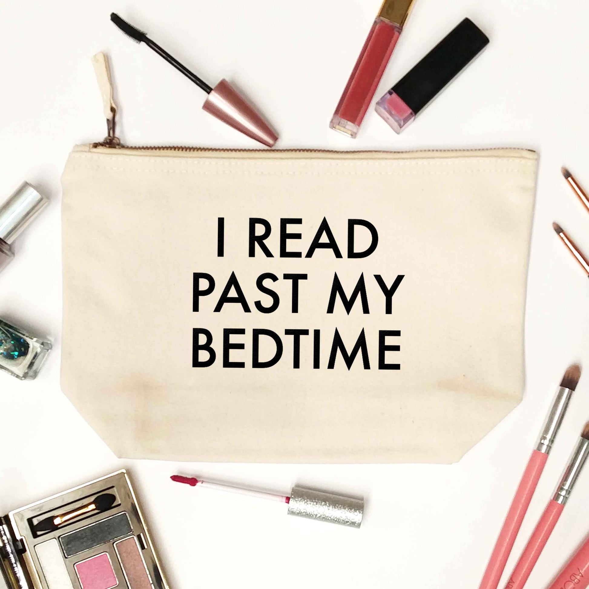 I read past my bedtime natural makeup bag