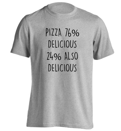 Pizza - 73% delicious 24% also delicious adults unisex grey Tshirt 2XL