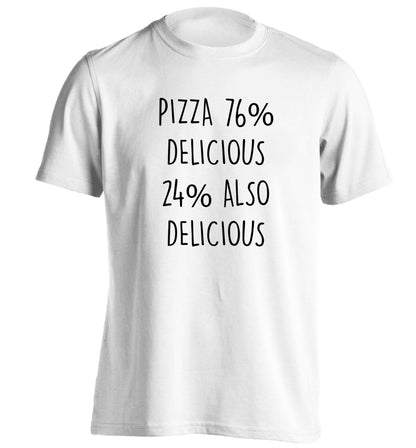 Pizza - 73% delicious 24% also delicious adults unisex white Tshirt 2XL