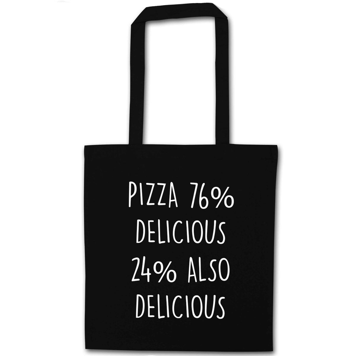 Pizza - 73% delicious 24% also delicious black tote bag