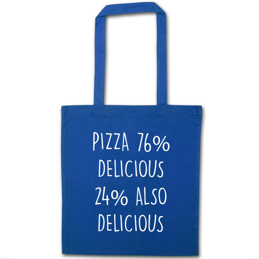 Pizza - 73% delicious 24% also delicious blue tote bag