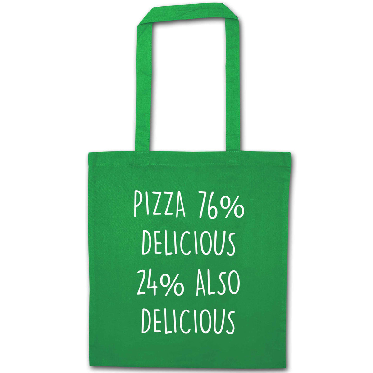 Pizza - 73% delicious 24% also delicious green tote bag