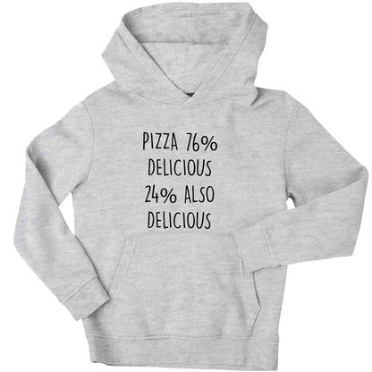 Pizza - 73% delicious 24% also delicious children's grey hoodie 12-13 Years