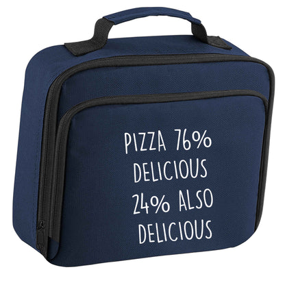 Pizza - 73% delicious 24% also delicious insulated navy lunch bag cooler