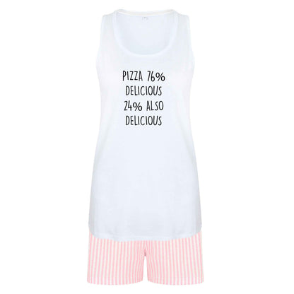 Pizza - 73% delicious 24% also delicious size XL women's pyjama shorts set in pink 