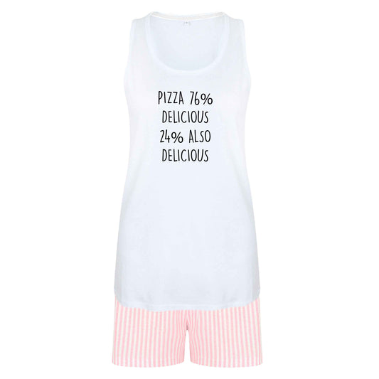 Pizza - 73% delicious 24% also delicious size XL women's pyjama shorts set in pink 