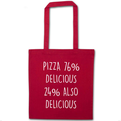 Pizza - 73% delicious 24% also delicious red tote bag