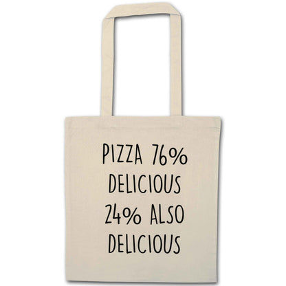 Pizza - 73% delicious 24% also delicious natural tote bag