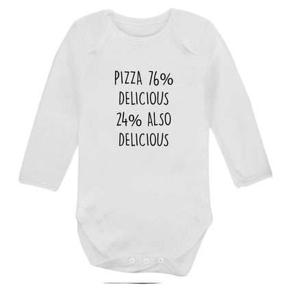 Pizza - 73% delicious 24% also delicious baby bodysuit long sleeved white 6-12 months