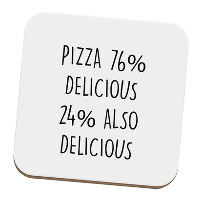 Pizza - 73% delicious 24% also delicious set of four coasters