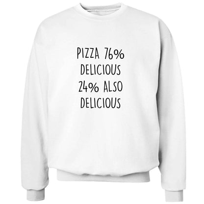 Pizza - 73% delicious 24% also delicious adult's unisex white sweater 2XL
