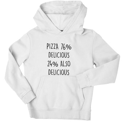 Pizza - 73% delicious 24% also delicious children's white hoodie 12-13 Years
