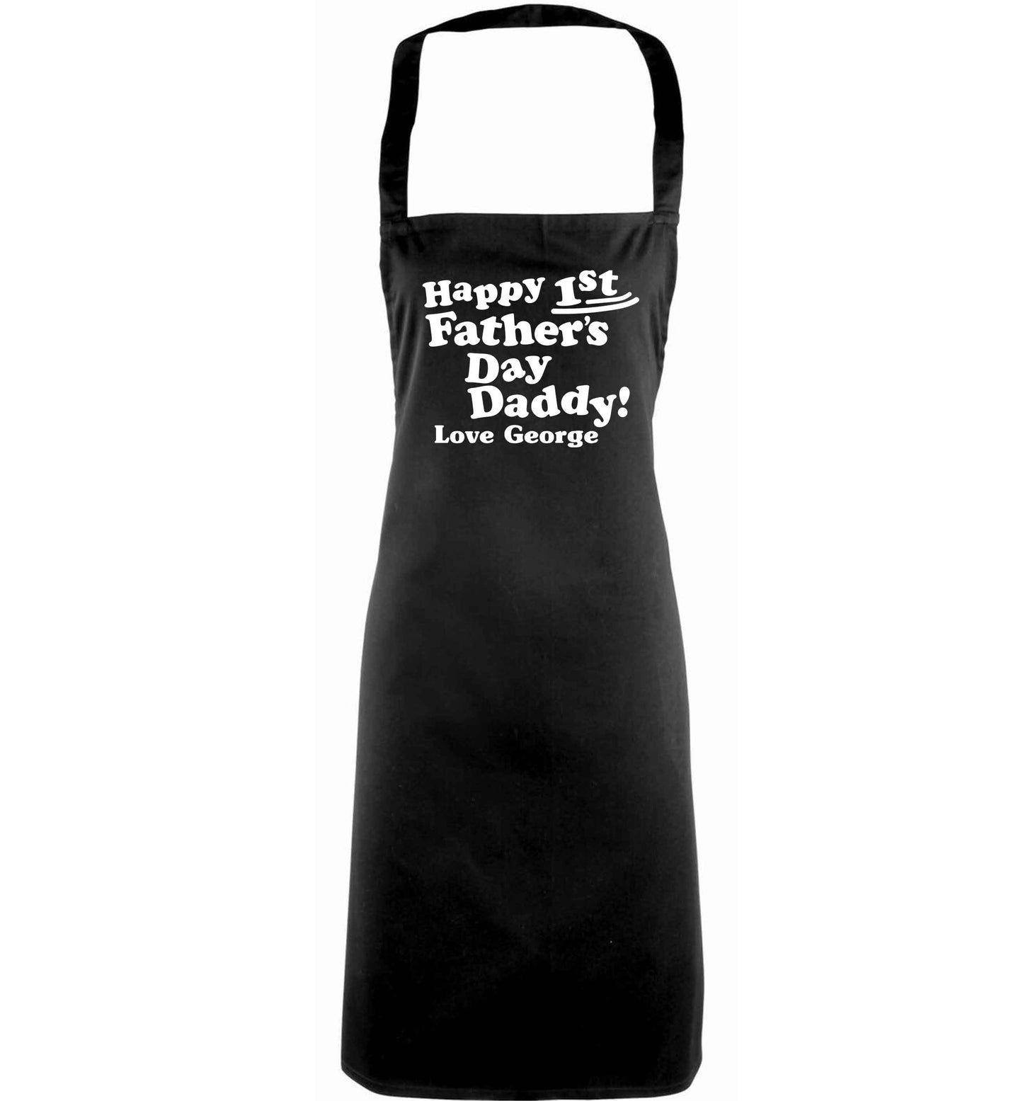 Personalised happy first Father's day adults black apron