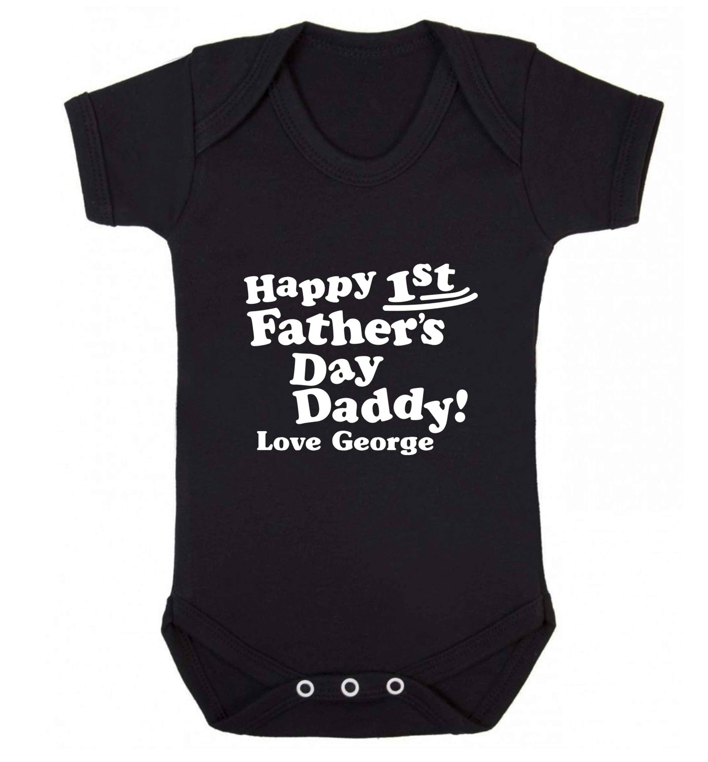 Personalised happy first Father's day baby bodysuit black 18-24 months
