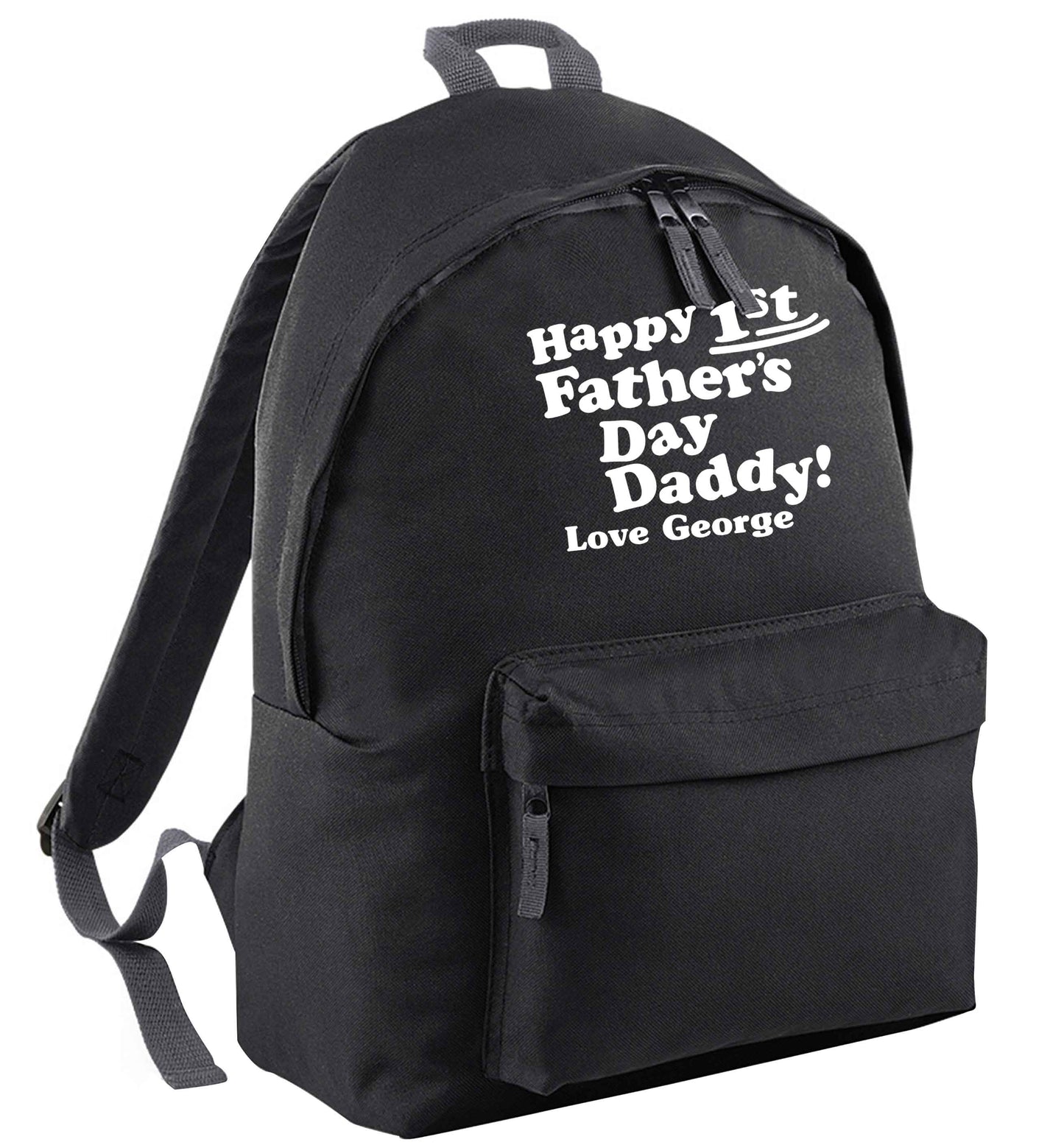 Personalised happy first Father's day black adults backpack