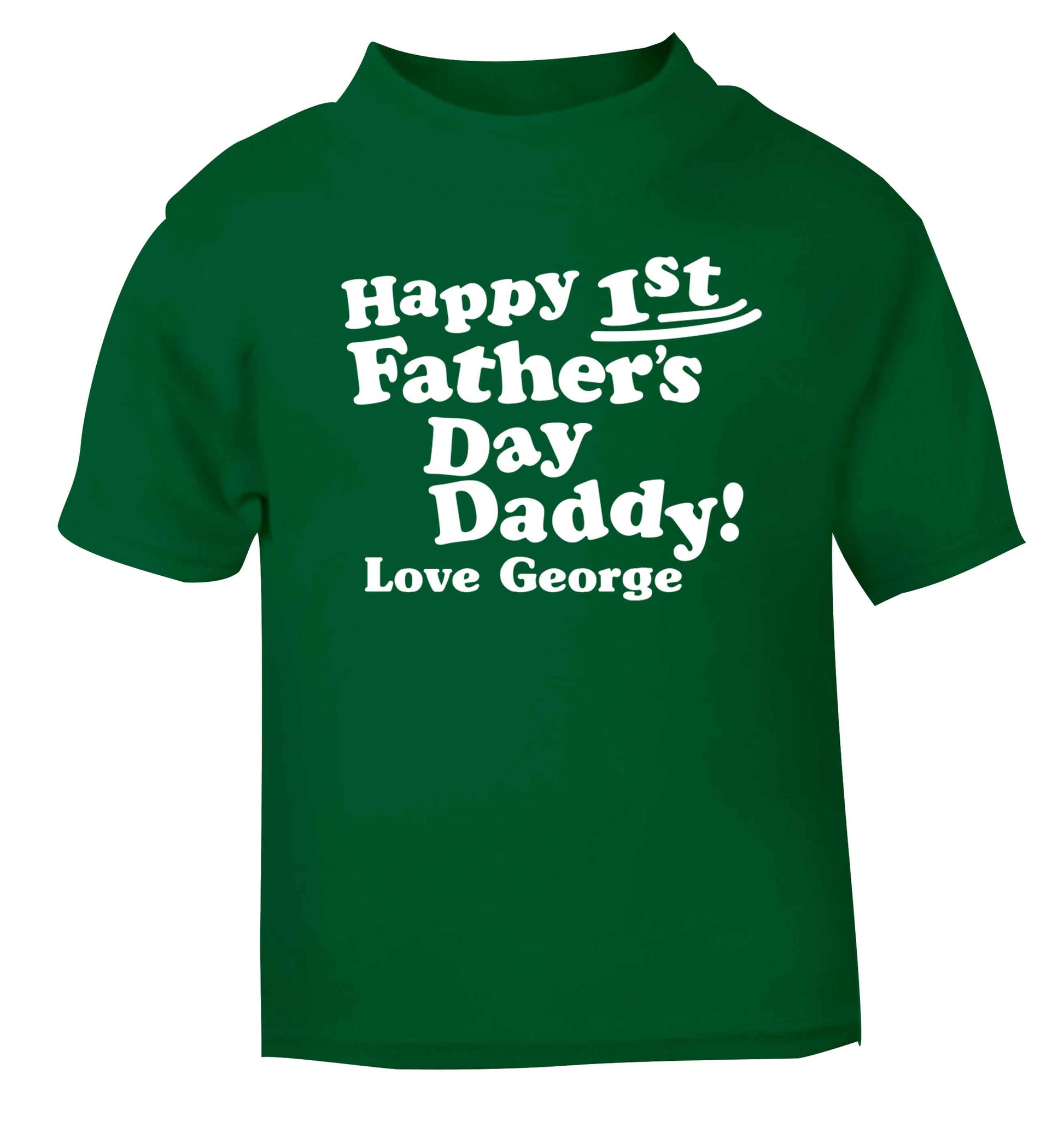 Personalised happy first Father's day green baby toddler Tshirt 2 Years
