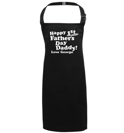 Personalised happy first Father's day black apron 7-10 years