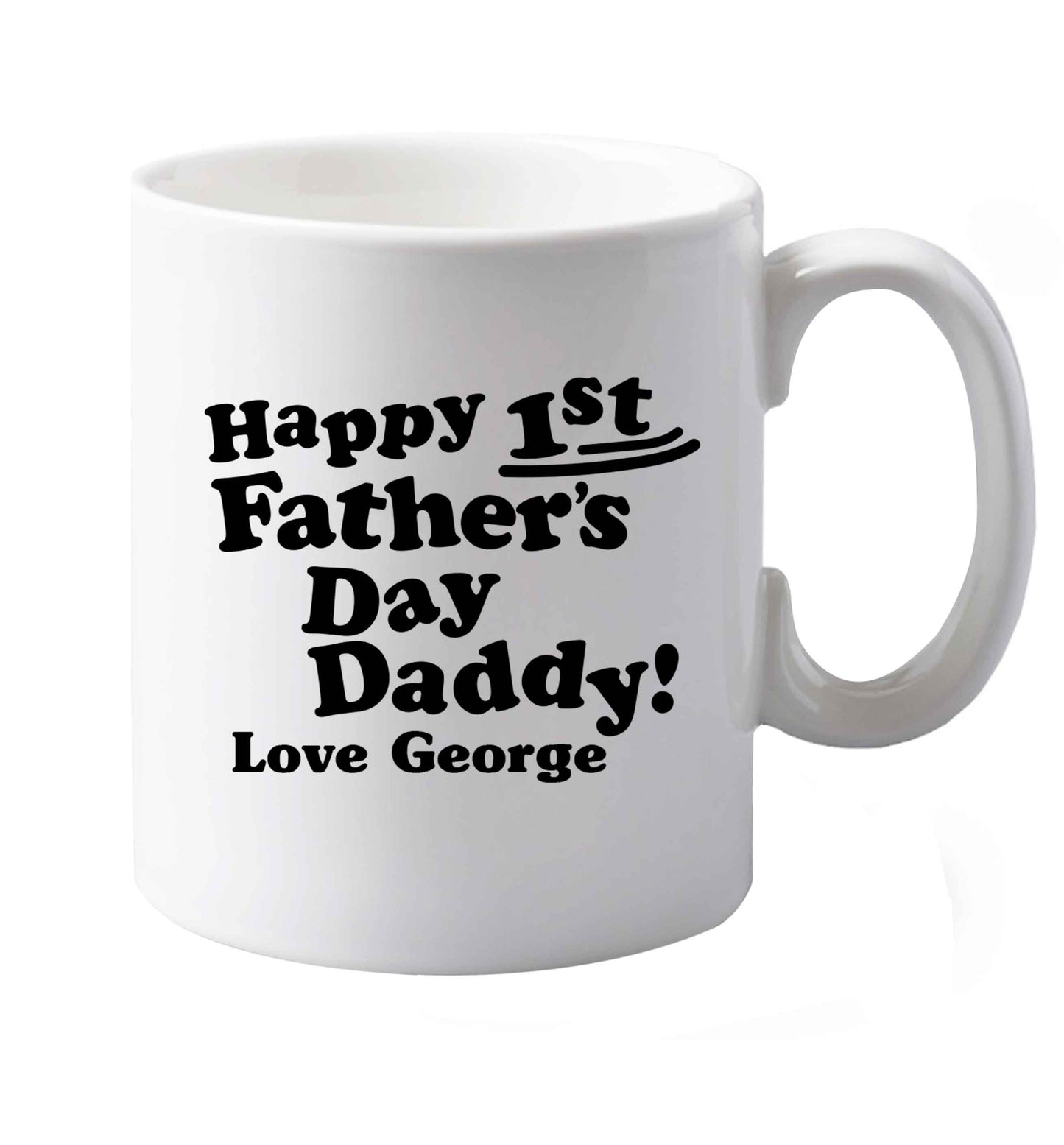 10 oz Personalised happy first Father's day ceramic mug  both sides