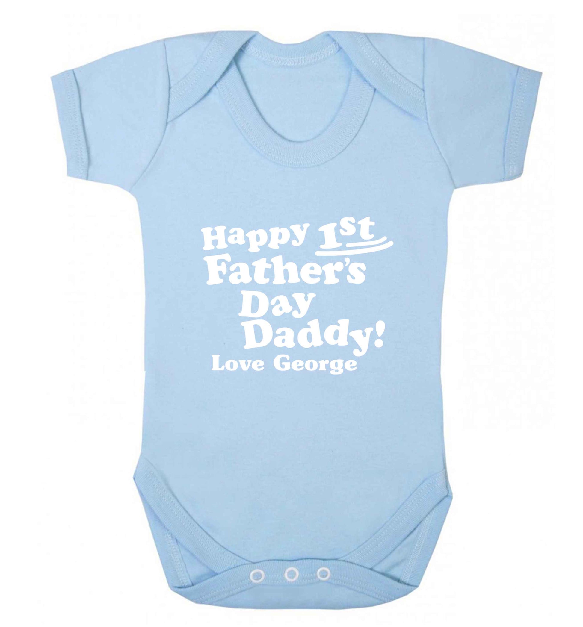 Personalised happy first Father's day baby bodysuit pale blue 18-24 months