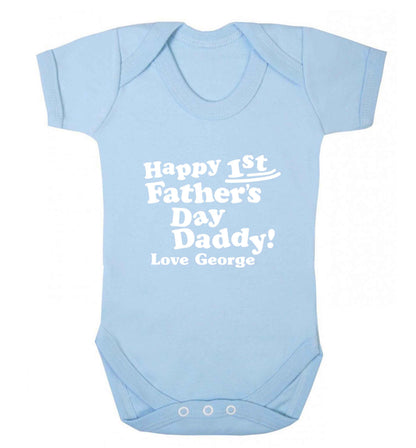 Personalised happy first Father's day baby bodysuit pale blue 18-24 months
