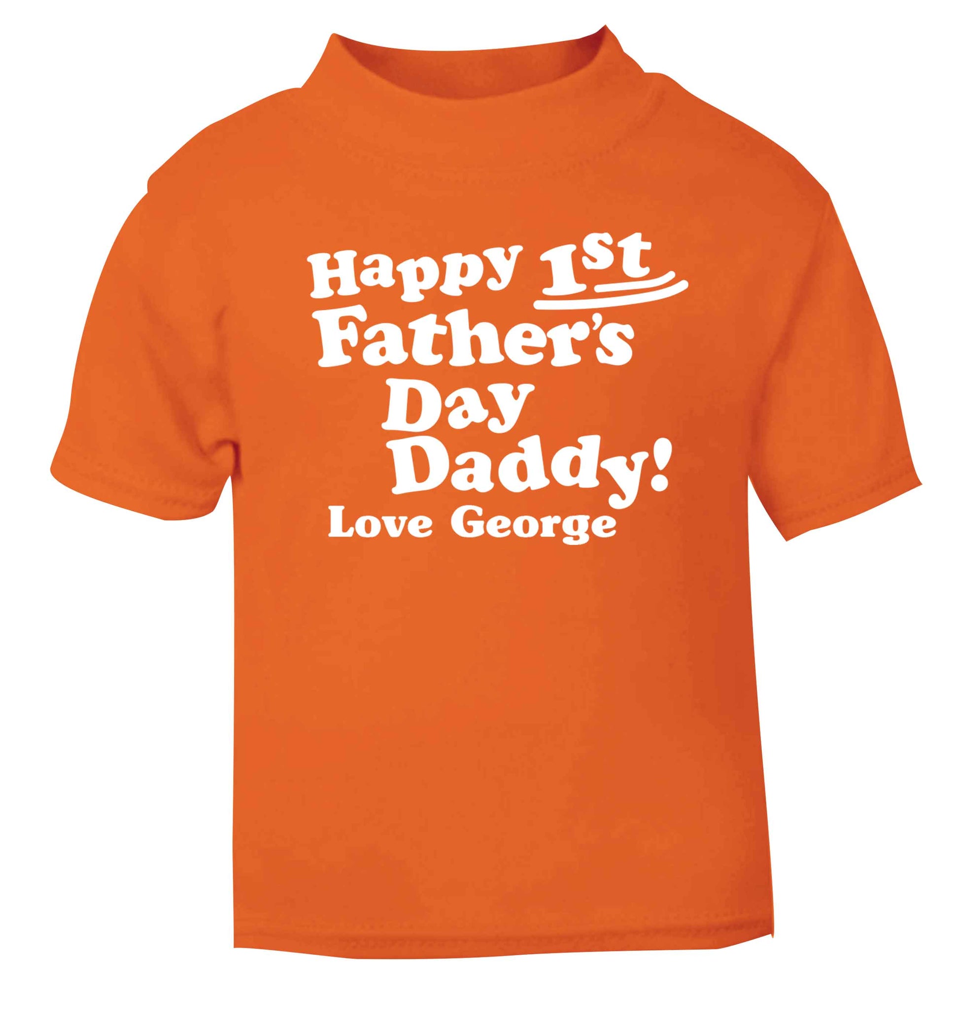 Personalised happy first Father's day orange baby toddler Tshirt 2 Years